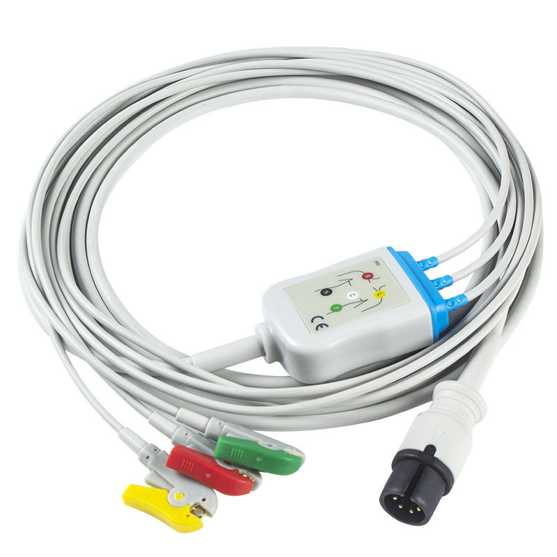 Cabo do conector de grampo ECG do IEC do cabo de AAMI 6Pin ECG e da ligação dos Leadwires 3