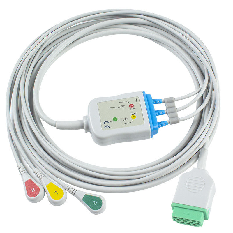 GE Marquette 2021141-002 2001292-001 cabos do conector ECG da pressão 11pin do IEC da ligação dos cabos e dos Leadwires 3 de ECG