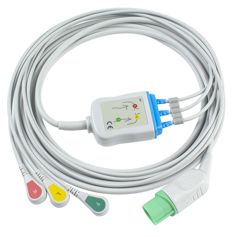Mindray Datascope 040-000966-00 cabos de EA6232A ECG e conectores ECG dos Leadwires 12pin cabografa a pressão do IEC de 3 ligações