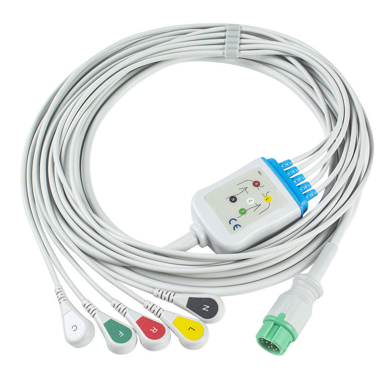 Mindray Datascope 040-000963-00 cabos de EA6252B ECG e conectores ECG dos Leadwires 12pin cabografa a pressão do IEC de 5 ligações