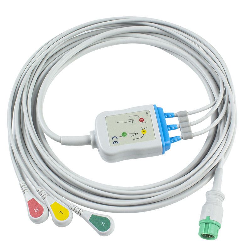 O conector ECG dos cabos e dos Leadwires CB-72353P 11pin OEC-6102A de Nihon Kohden ECG cabografa a pressão do IEC de 3 ligações