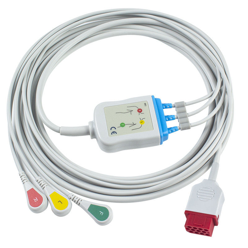 Os cabos e os Leadwires do modelo novo BM3 BM5 ECG de Bionet agarram ECG cabografam 3 o conector de pino do IEC 12 da ligação