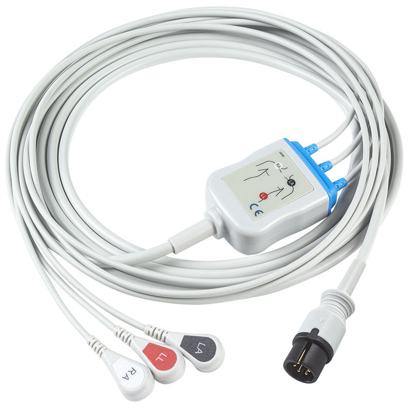 Edan Compatível Cable ECG de ligação direta e fios de condução 6Pin Universal AAMI 3Lead AHA Snap
