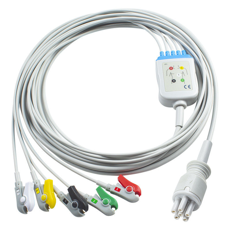 Para a Omron > Colin Cable ECG compatível com ligação directa e fios de chumbo 5Lead IEC Grabber