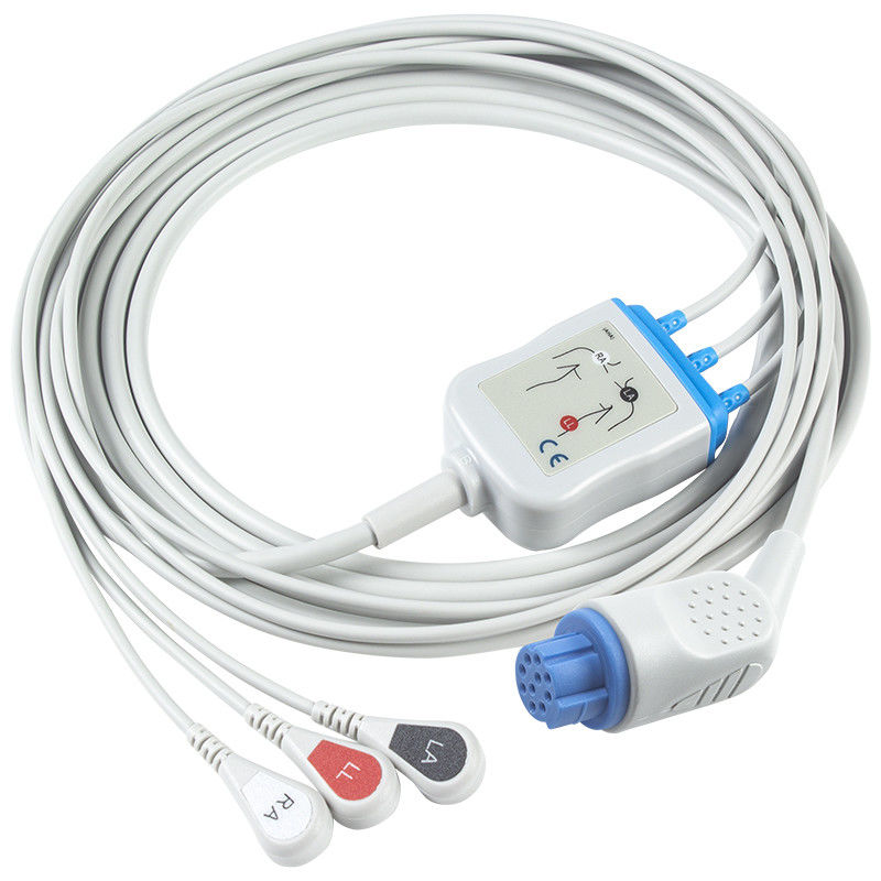 Para Datex Ohmeda Compatible Direct-Connect ECG Cable e fios de chumbo 3Lead AHA Snap