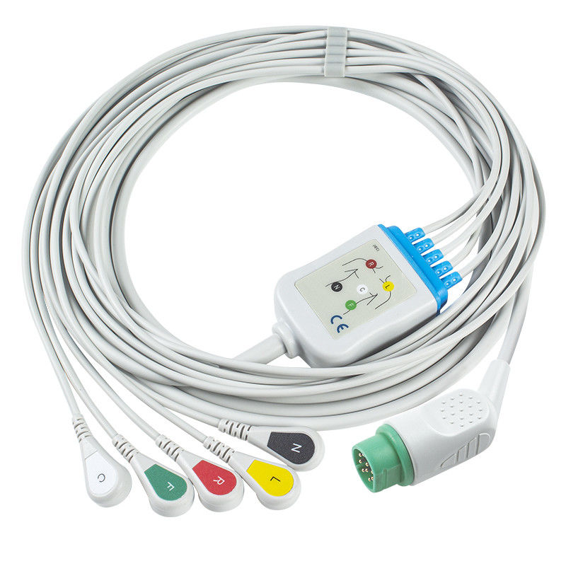 Compatível Siemens Drager 5 Lead Iec Snap Ecg Lead Cable / Ecg Lead Wire Set