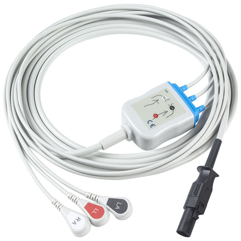 Para Welch Allyn Compatible Aha Iec Ecg Cable 008-0880-00 3 Lead Aha Snap