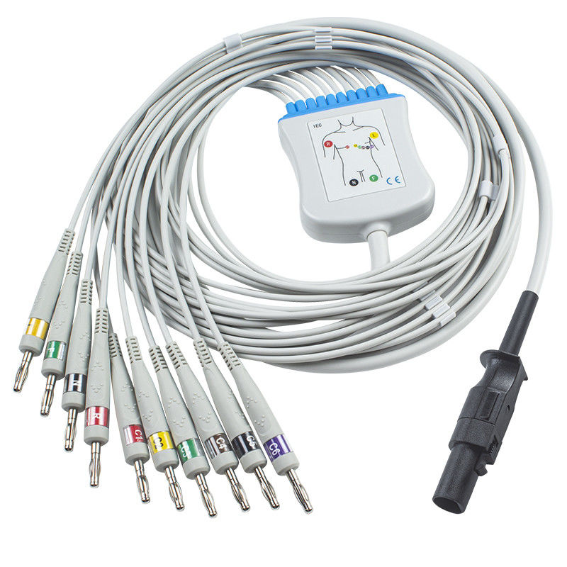 Cabo do ECG do Q-esforço 60-00181-01 de Mortara 60-00180-01 e banana 4,0 do IEC do Pin dos Leadwires 12