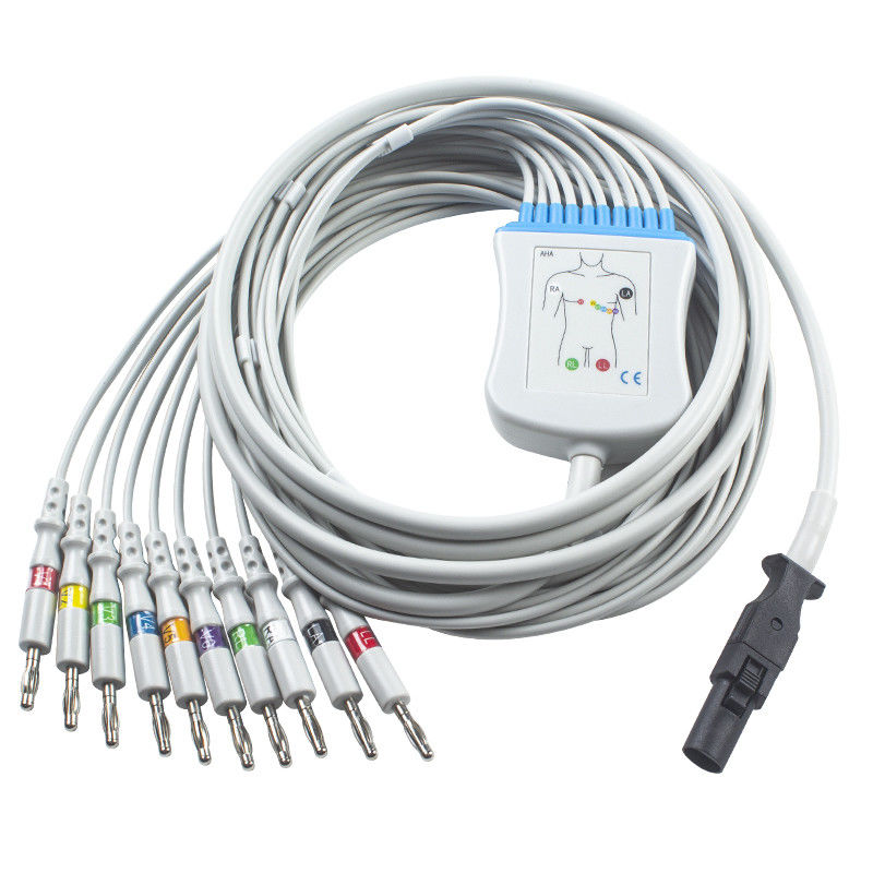 Cabo do ECG do Q-esforço 60-00181-01 de Mortara 60-00180-01 e banana 4,0 do IEC do Pin dos Leadwires 12