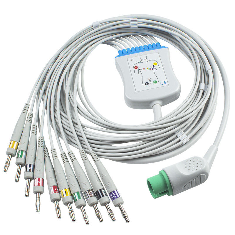 Cabo do ECG de Spacelabs para Spacelabs 90367, 90369, 90496, 91496, banana 4,0 do IEC do Pin Ultraview15