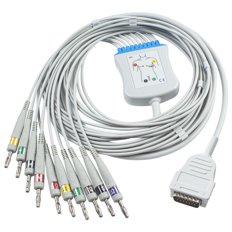 Mortara Burdick direto conecta cabo 10Lead do ECG 7704 da banana 4,0 do IEC dos vestíbulos 3100 do eclipse 400 do cabo 012-0844-01 do ECG o primeiro