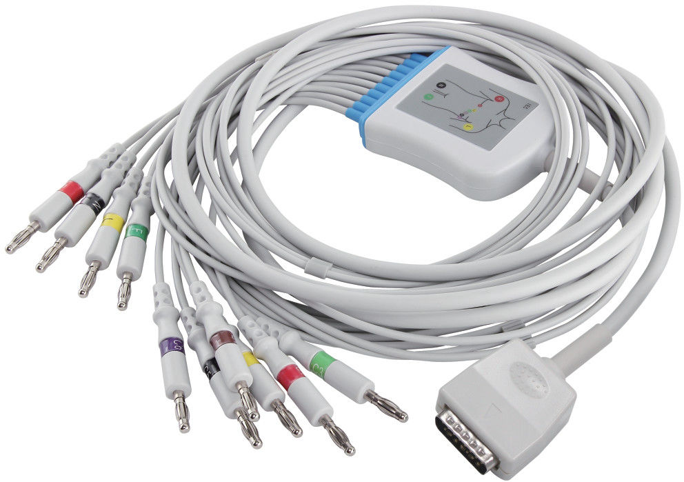 Cabo do ECG do Q-esforço ECG do cabo do ECG de Nihon Kohden 45502-NK para 5151A 5403A BSM-6501A e conector da banana do IEC 4,0 dos Leadwires