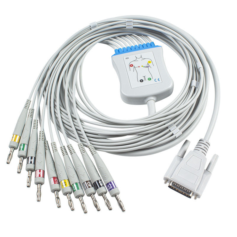 Banana 4,0 do IEC do Pin dos Leadwires 15 do cabo BA-902D ECG-FD07 ECG-9010K do tronco de Nihon Kohden Ekg