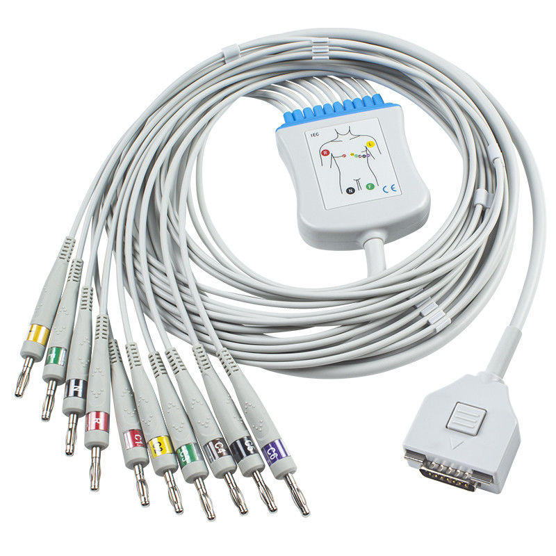 Fukuda MIM monitor paciente do ECG do cabo KP-500 KP-500D Cardisuny do ECG cabografa 10 o conector da banana 4,0 do IEC dos fios de ligações