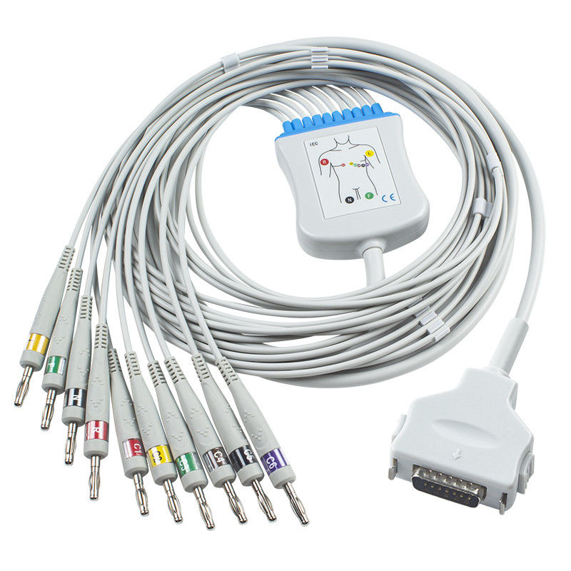 Cabos do cabo ECG do monitor paciente do ECG 10Leads da banana 4,0 do IEC de Fukuda Denshi CP-101LD FX101 FX-7202