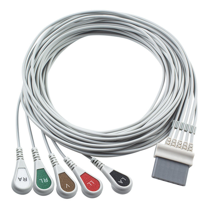 Cabos de ECG Schiller e fios de chumbo Conector de 7 pinos Cable de ECG 5 Captador de snap IEC de chumbo