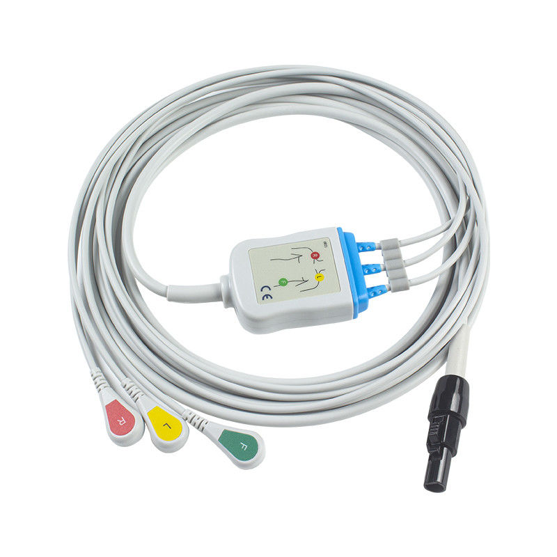Welch allyn Propaq LT Cabos ECG e fios de condução Cable do paciente 3 Lead ECG Leadwire 008-0879-00 IEC Snap