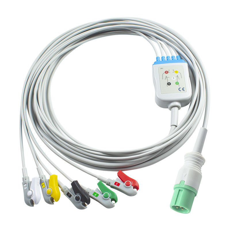 Cabos ECG e fios de chumbo da Contec 7pin Connector CMS 7000 8000 5000 Novo modelo de cabo ECG 5Lead Grabber