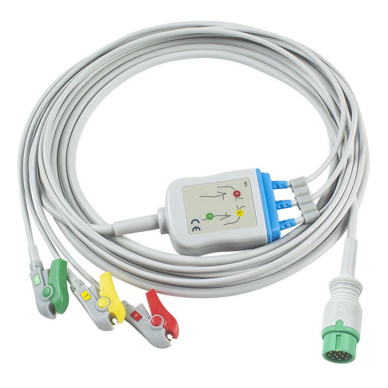 Para Biolight Q3 cabo de ECG para Biolight Q5 A QS Série 3 Lead IEC Grabber em Oximax Tech