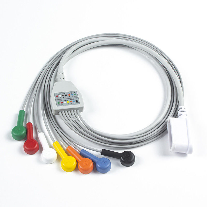 Set de fios de chumbo 7 fios de chumbo ECG GE SEER 1000 3 canais IEC Snap Compativel para GE SEER 1000