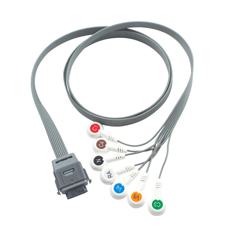 7Lead ECG Holter Cable TPU Material IEC Snap Compatível para Edan Biomédica Instrumento