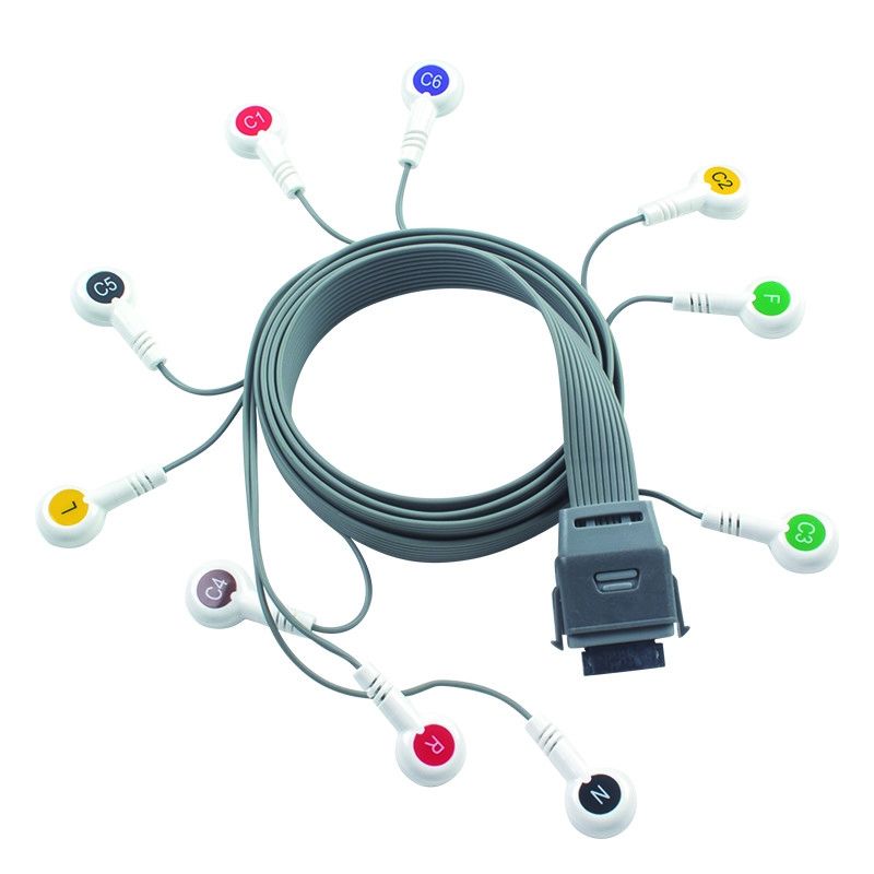 Cable Holter de ECG de chumbo 10 de cinza compatível com Edan Biomedical Instrument IEC Snap