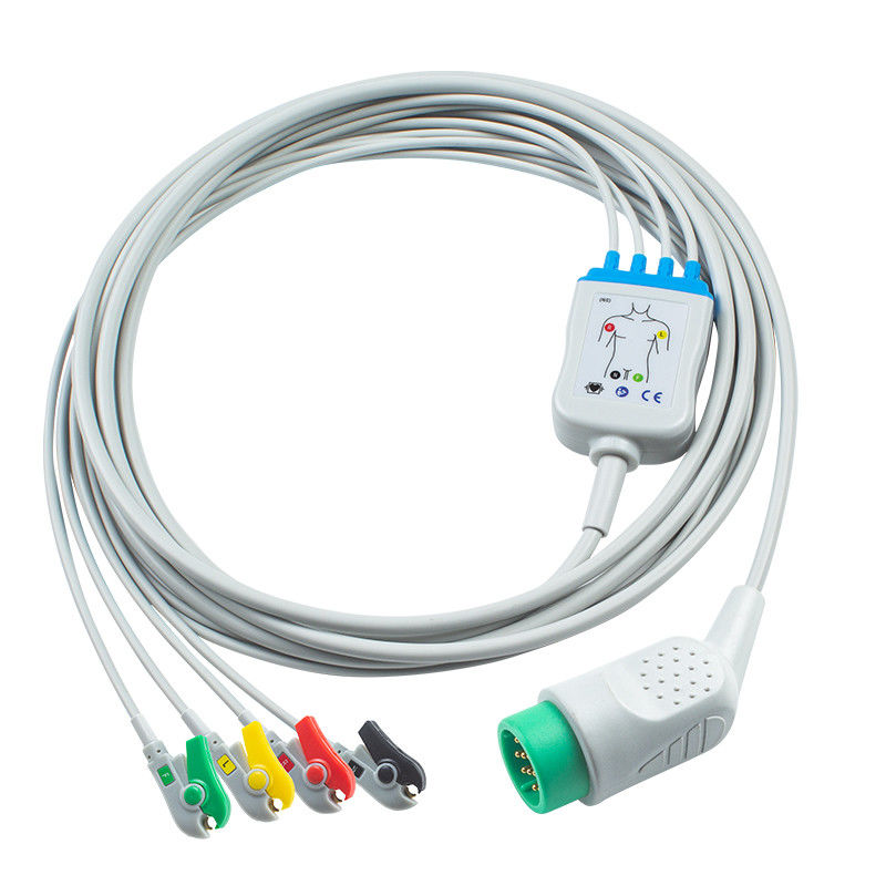 Snap/Pinch Patient End 4Lead ECG Cable para Medtronic Lifepak 20e AHA/IEC Color Coding