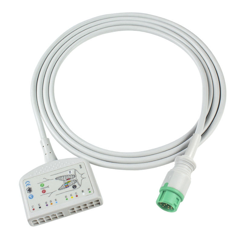 TPU Dynascope DS-5100E 12Pin ECG Patient Cable 10Lead para Adultos/Pediatric Compatibilidade