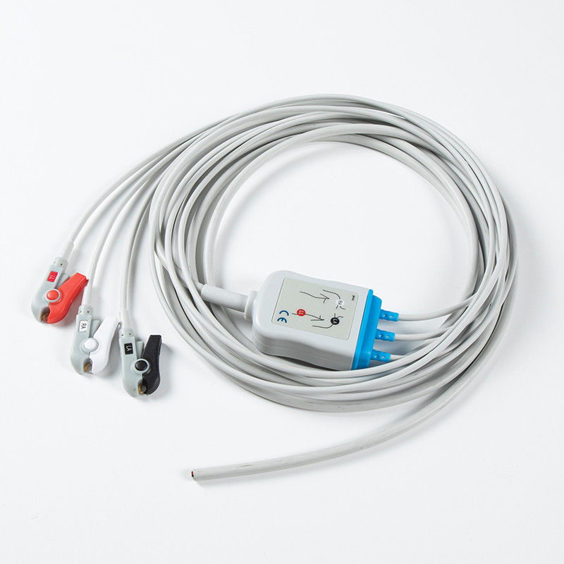 ECG Parts 3 Lead AHA Grabber ECG Cable Assembly Design durável 24 meses de vida útil
