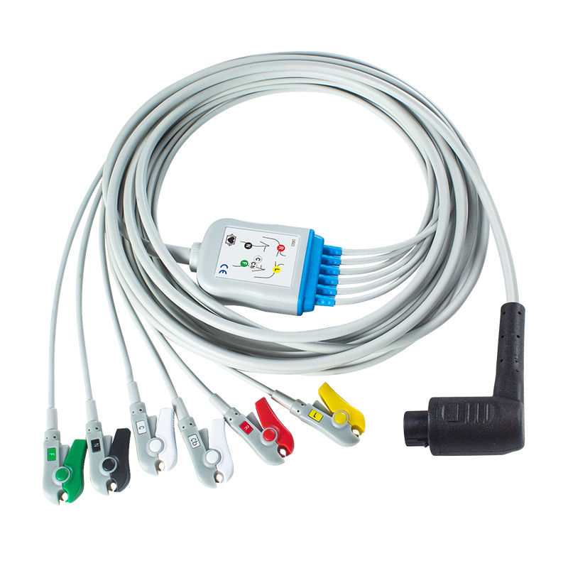 Corpus 3 6Lead IEC Grabber Patient Cable com codificação de cores de chumbo AHA/IEC