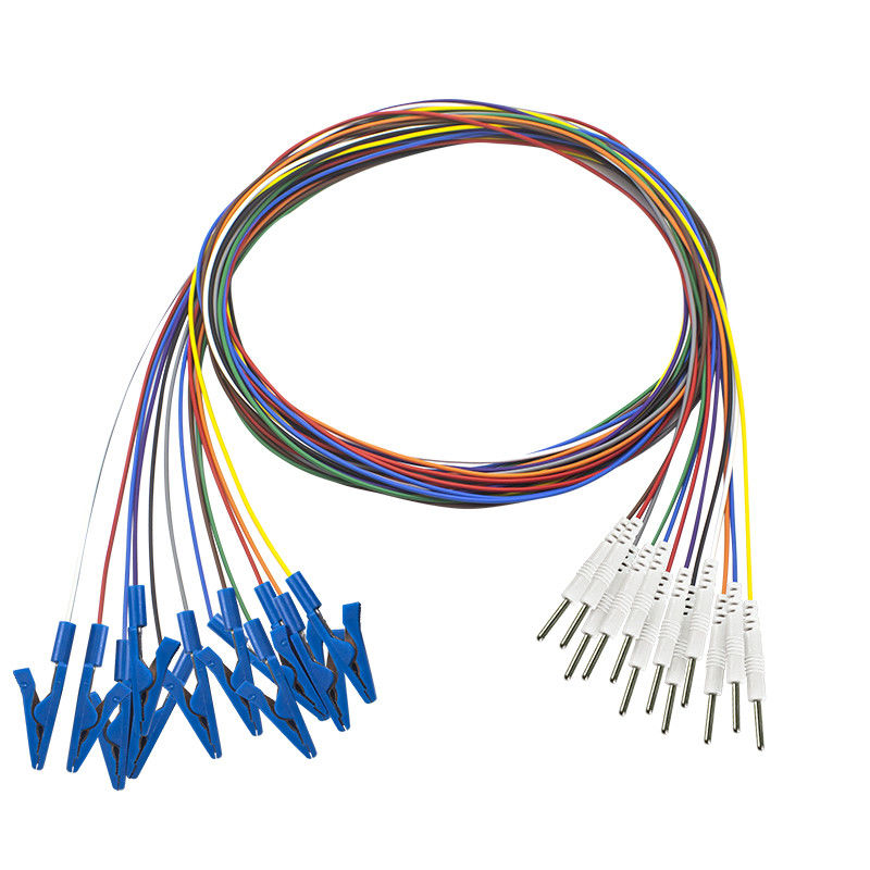 Elétrodo chapeado elétrodos dos Leadwires do EMG do EEG do ouro do grampo do crocodilo do jacaré do tampão do EEG do grabber da tomada do ruído 2,0