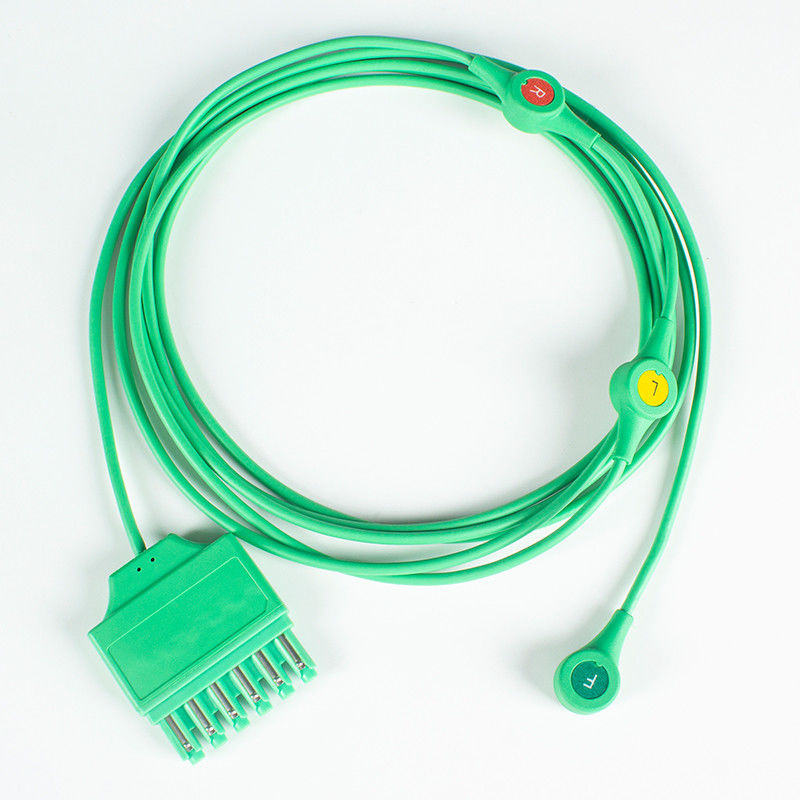 Fios de ECG Reutilizáveis Drager S-iemens Monolead 3Vias IEC Snap MS14555 Fios de ECG