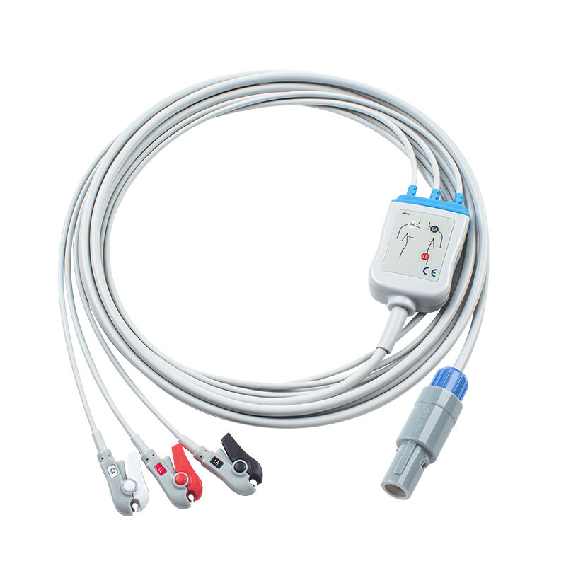 Huntleigh 8Pin Multi-Parameter Monitor Smartsigns Compact 300 500 ECG Cable Cabos ECG e fios de chumbo