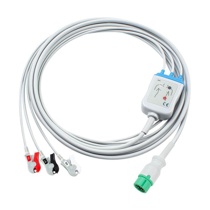 Yonker 12Pin E12 Um cabo ECG directo Cabos ECG e fios de chumbo 3Lead AHA IEC