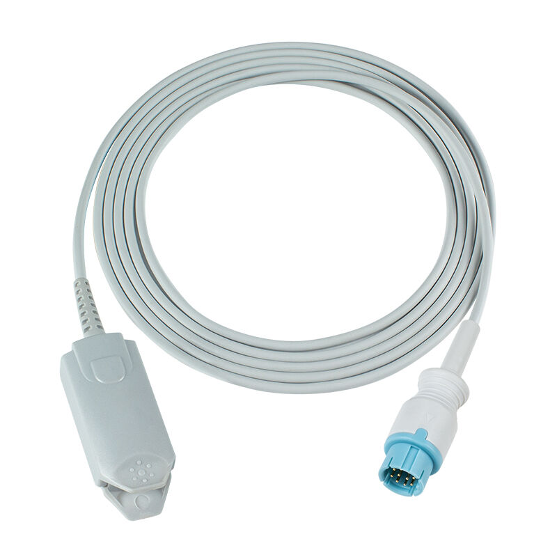 Cabo de Sensor de SpO2 de 10 Pinos Compatível com LEPU Creative Aiview V12 V10 PH10 PH12 VX VS com 2,5 M de Comprimento