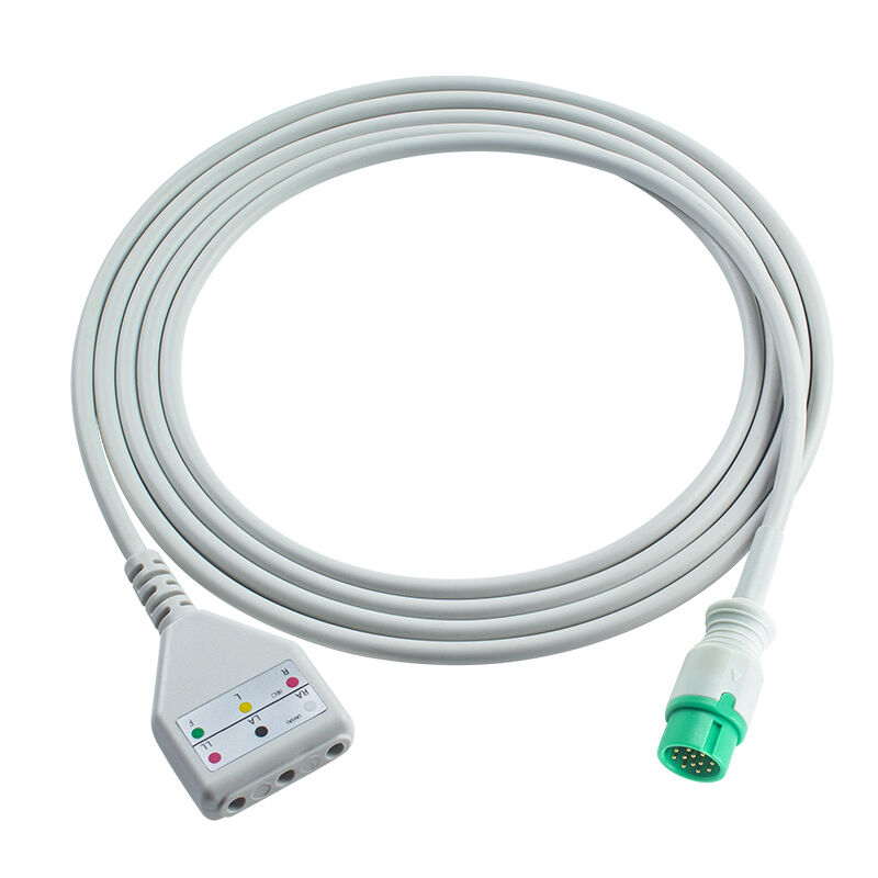 Cabo Adaptador de ECG Biolight 12 Pinos 3 5 Vias O-ximax Tech AnyView A2 A6 A4 A8 Q7 Q5 Cabo de Extensão ECG Estilo Din